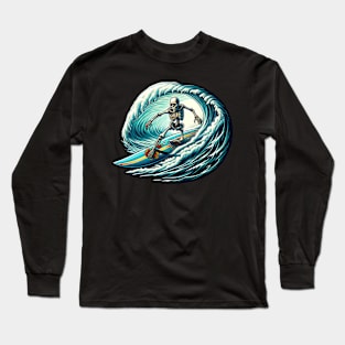 Skeleton Surfer - Radical Waves Adventure Long Sleeve T-Shirt